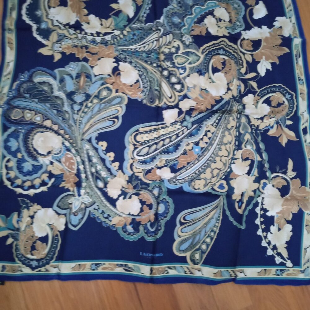 Leonard Paris authentic vintage silk square scarf